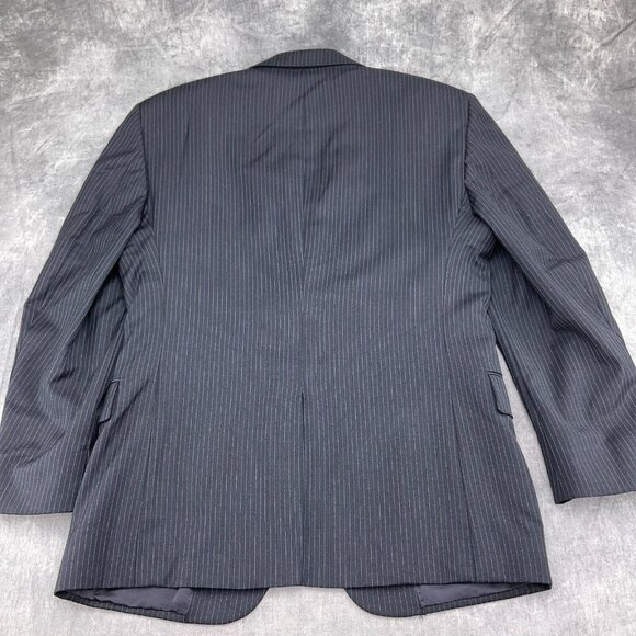 Jos A Bank Suit Men 40S/32Wx28L Gray Blue Pinstripe Signature Gordon Cuff Wool - Picture 8 of 16